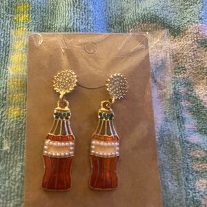 Gold and Red Bottle Earrings (Coke)